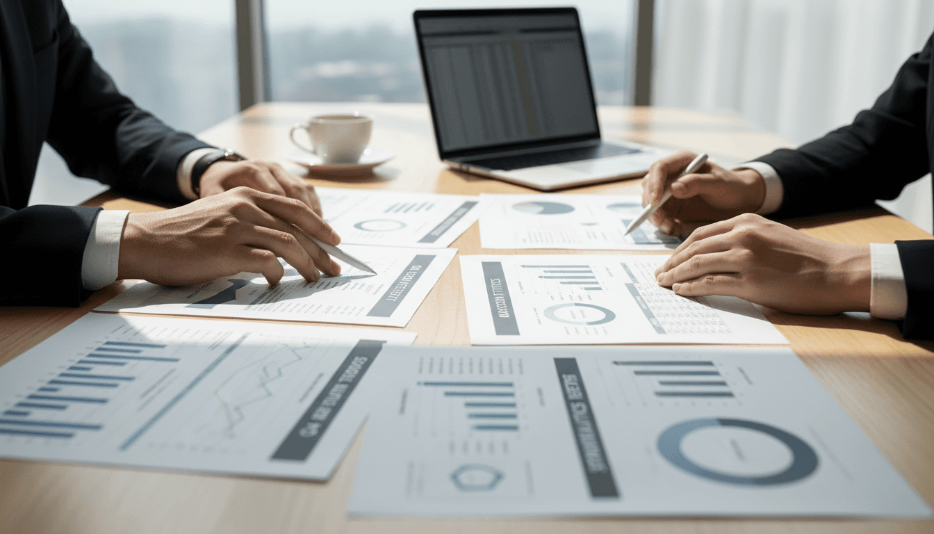 Surgical GP and consultant reviewing growth strategy document