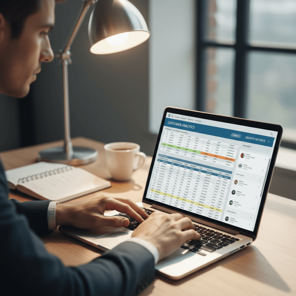 Practice owner analyzing market positioning data